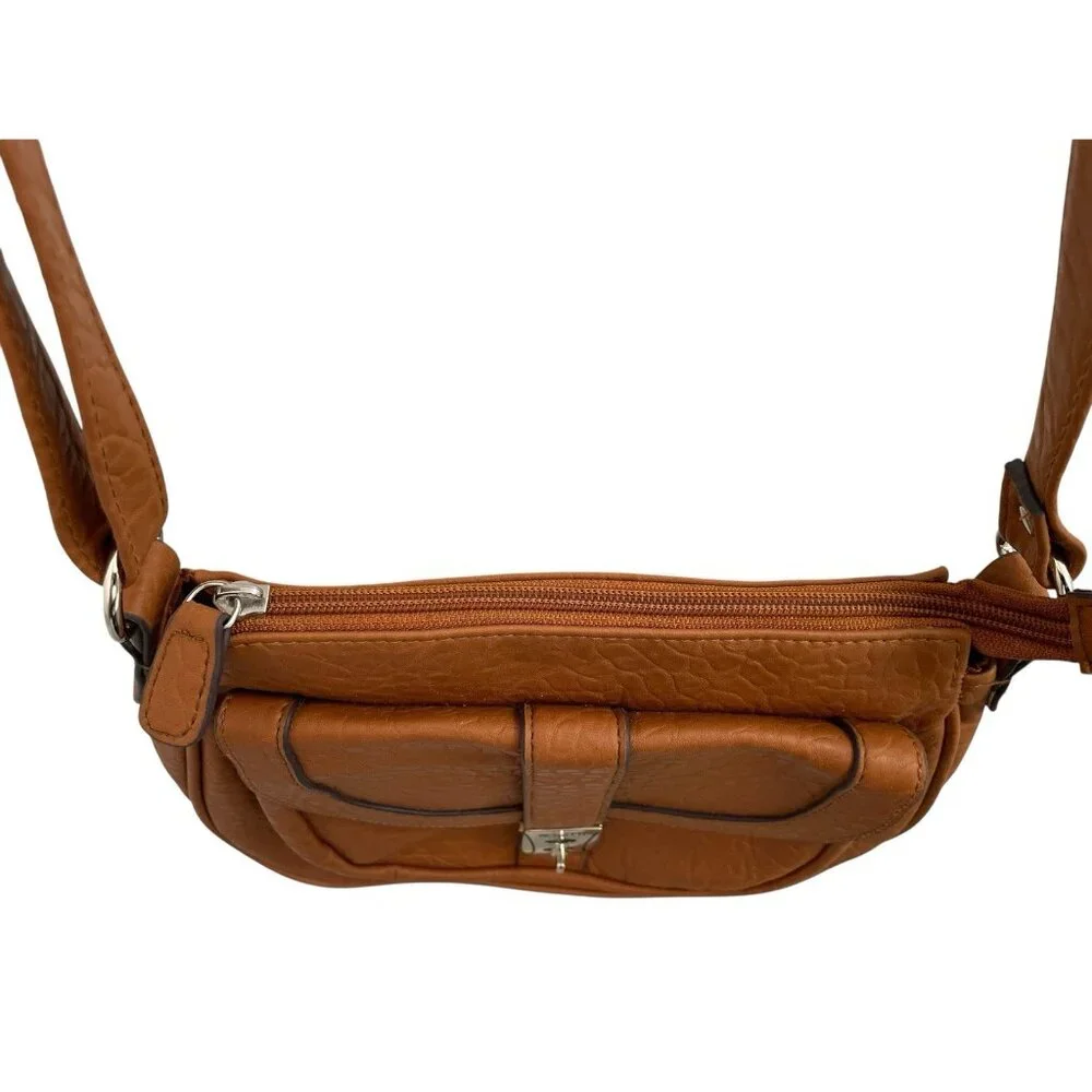 Rosetti Crossbody Shoulder Handbag Faux Leather Cognac Brown Purse - Picture 5 of 13